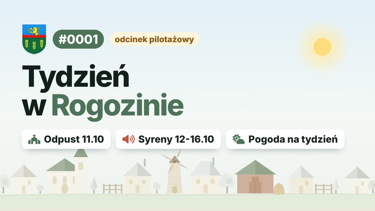 Miniatura odcinka Tydzień w Rogozinie #0001: odpust, próbne syreny i pogoda na tydzień