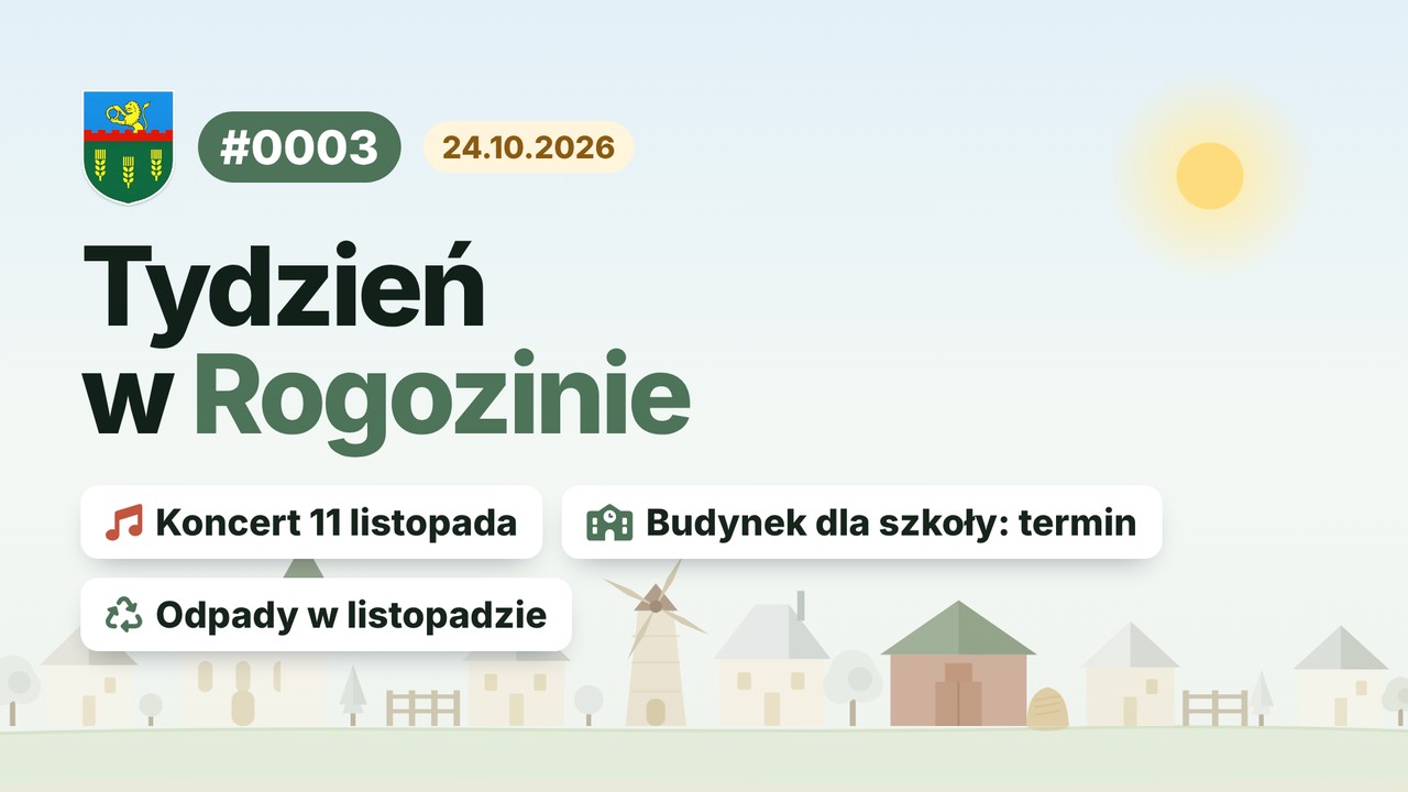 Miniatura odcinka Tydzień w Rogozinie #0003: Koncert 11 listopada, budynek dla szkoły i odpady w listopadzie
